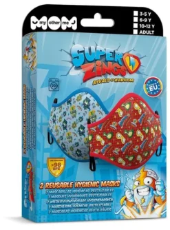 Mascarilla De Super Zings Infantil Azul Y Roja (2 Unidades) -Galaxia Del Cosplay mascarilla de super zings infantil azul y roja 2 unidades 2