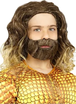 Peluca De Aquaman Con Barba Para Niño